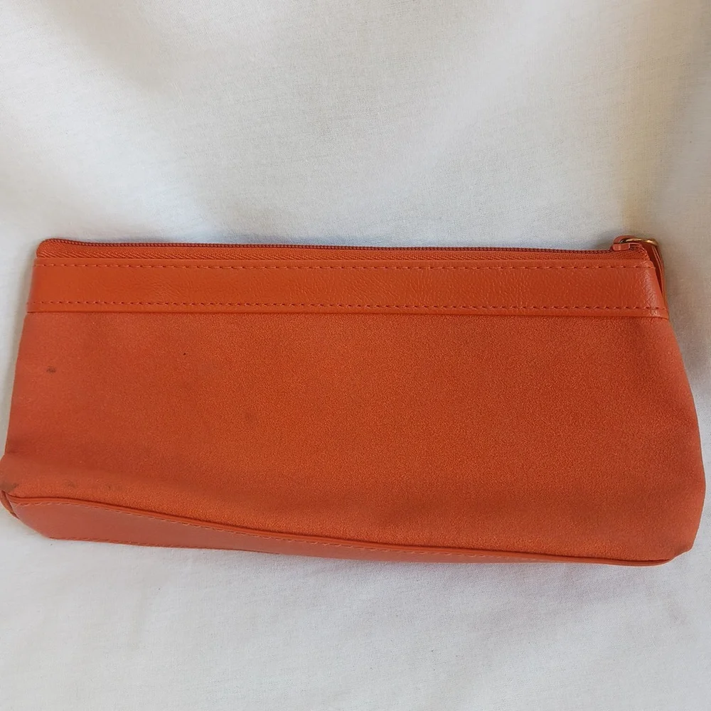 Estee Lauder Brown Tan Makeup Bag Gold Accents